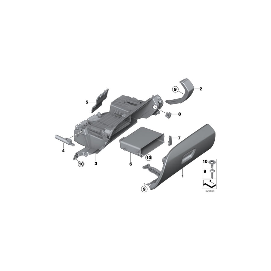 Genuine BMW 51459223744 F06 F13 Oddments Tray (Inc. 650iX, 640d & Alpina B6)