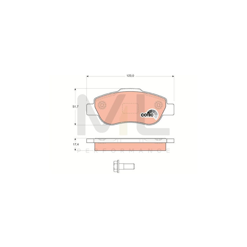 TRW Cotec Gdb1589 Brake Pad Set For Fiat Panda Ii Hatchback (169) Not Prepared For Wear Indicator