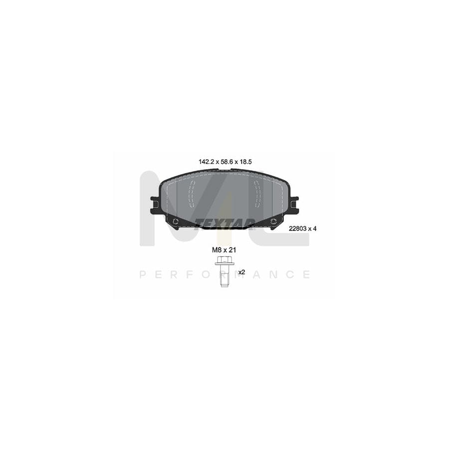 TEXTAR 2280301 Brake pad set incl. wear warning contact, with brake caliper screws