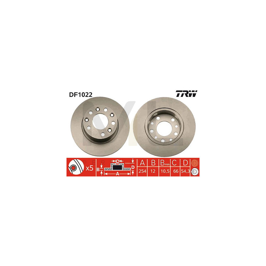 TRW DF1022 Brake Disc Solid - 1 piece
