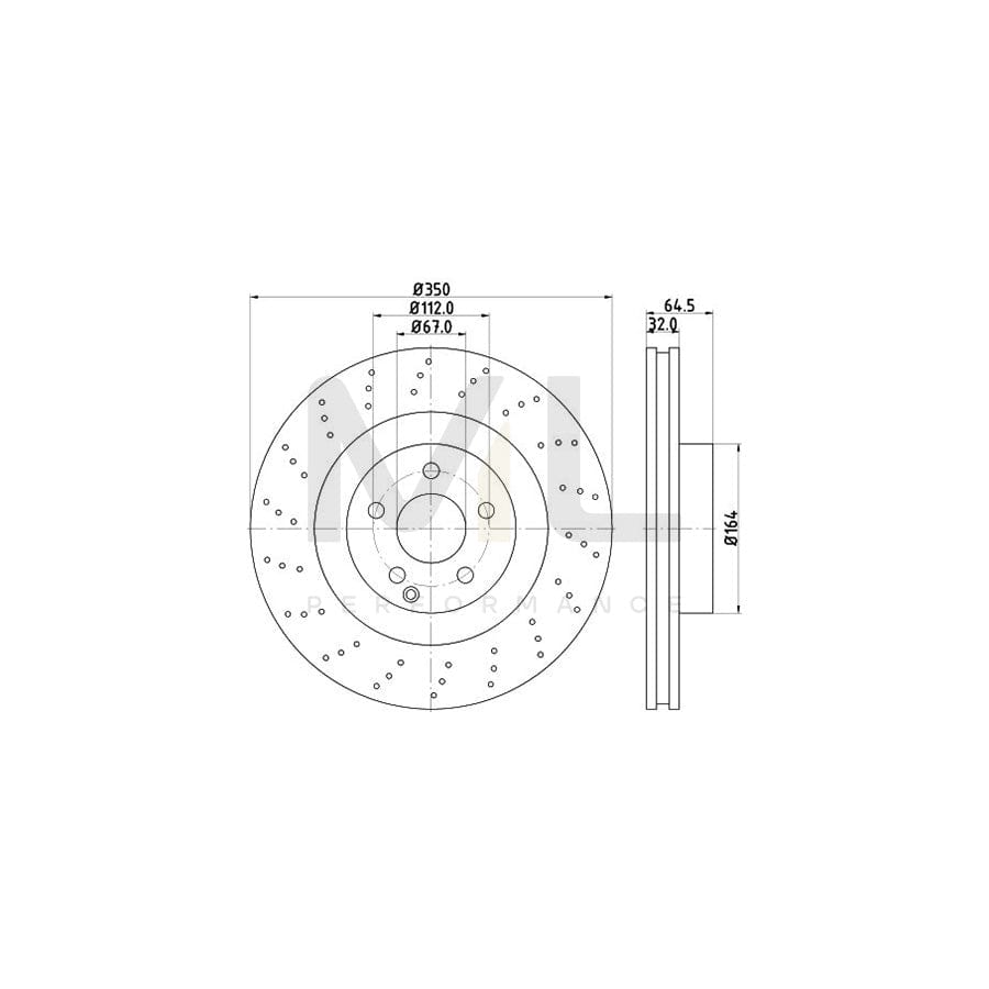 HELLA PRO High Carbon 8DD 355 128-931 Brake Disc Internally Vented, Perforated, Coated, High-carbon, without wheel hub, without wheel studs | ML Performance Car Parts