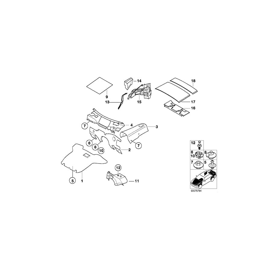 Genuine BMW 51488399646 E36 Sound Insulating Roof Rear (Inc. Z3)