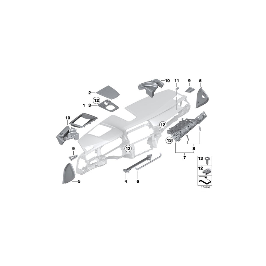 Genuine BMW 51459172953 F04 F02 Trim Piece For Head-Up Display DOLOMITI (Inc. 750LiX, 750Li & 750i)