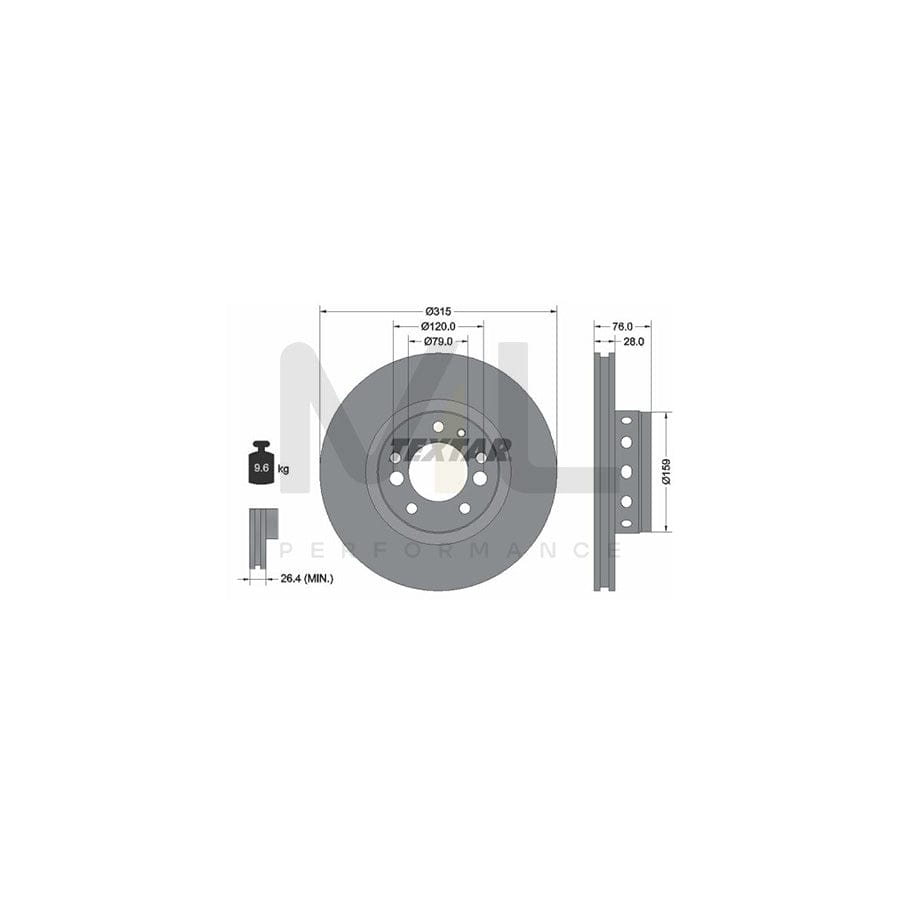 TEXTAR 92070900 Brake Disc for BMW 5 Saloon (E34) Externally Vented, without wheel hub, without wheel studs - 1 piece