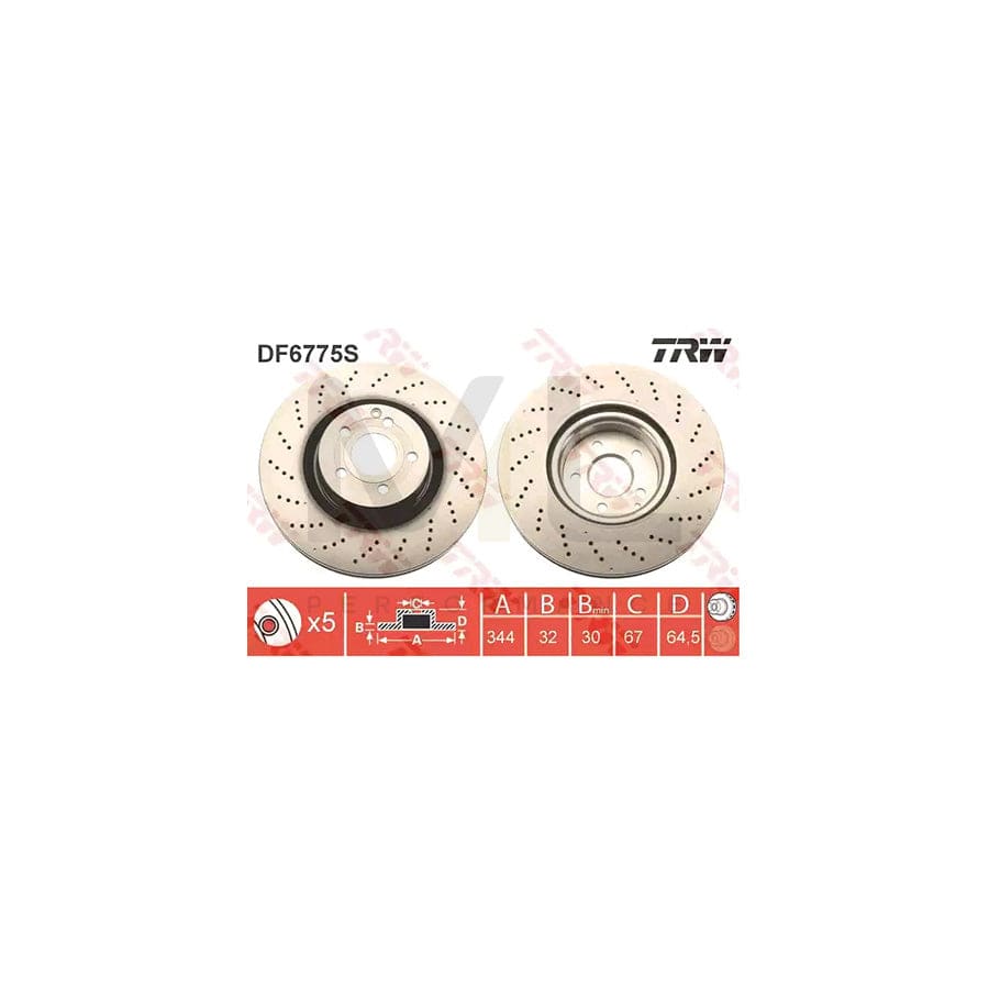 TRW DF6775S Brake Disc Vented, Painted, High-carbon - 1 piece