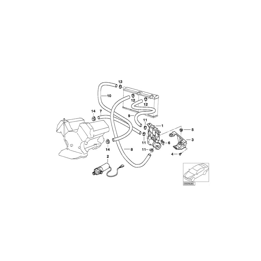 Genuine BMW 64528390317 E38 Hose F Water Valve And Right Radiator (Inc. 750i, 750iLS & L7)