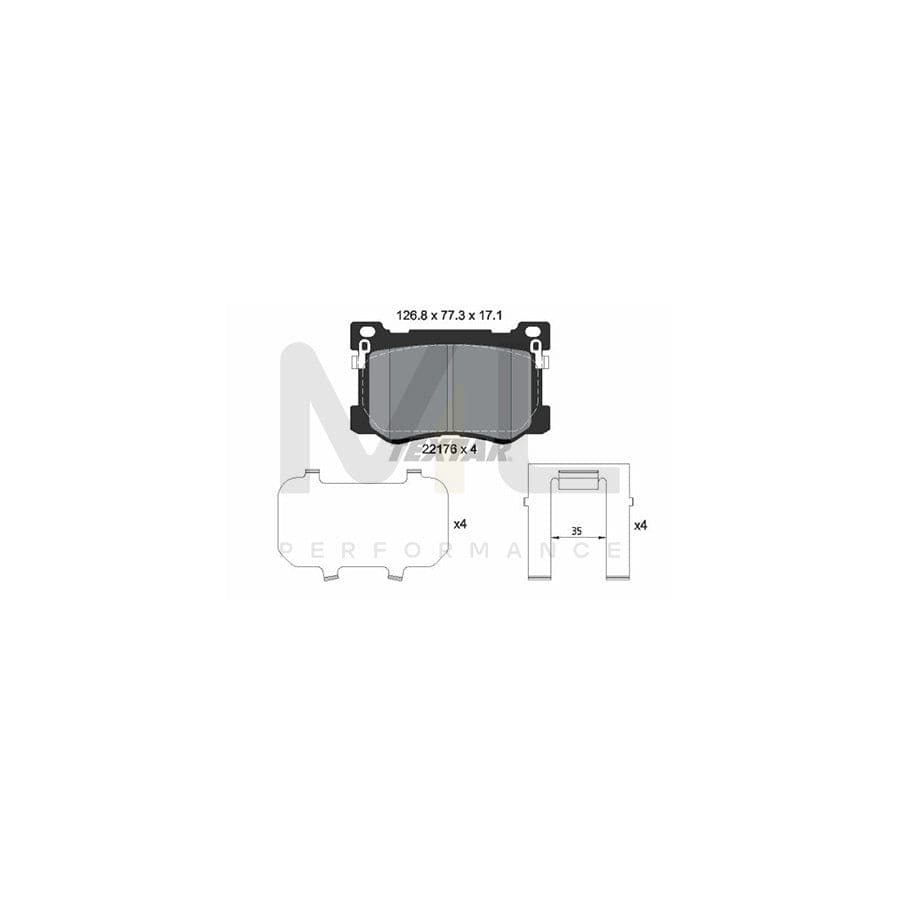 TEXTAR 2217601 Brake pad set with acoustic wear warning, with accessories