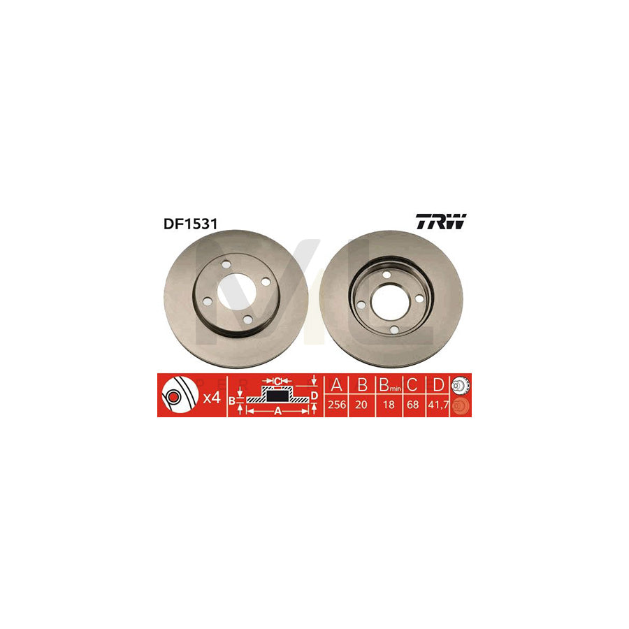 TRW DF1531 Brake Disc Vented, High-carbon - 1 piece