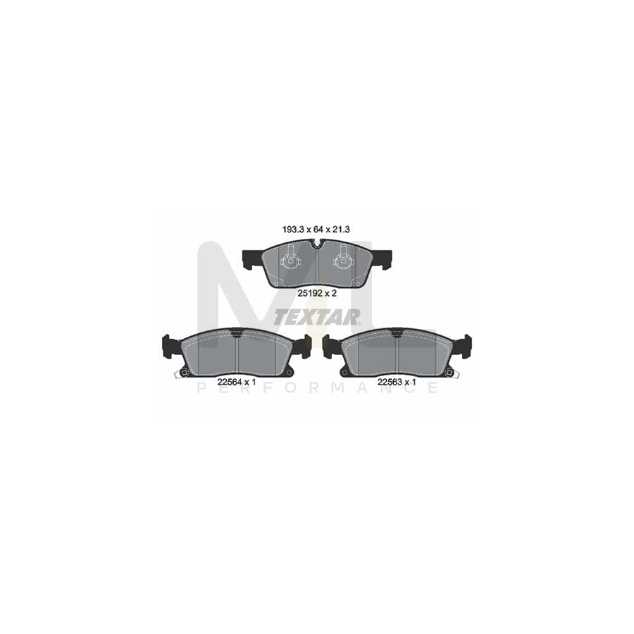 TEXTAR 2519207 Brake pad set for JEEP Grand Cherokee IV (WK, WK2) with acoustic wear warning