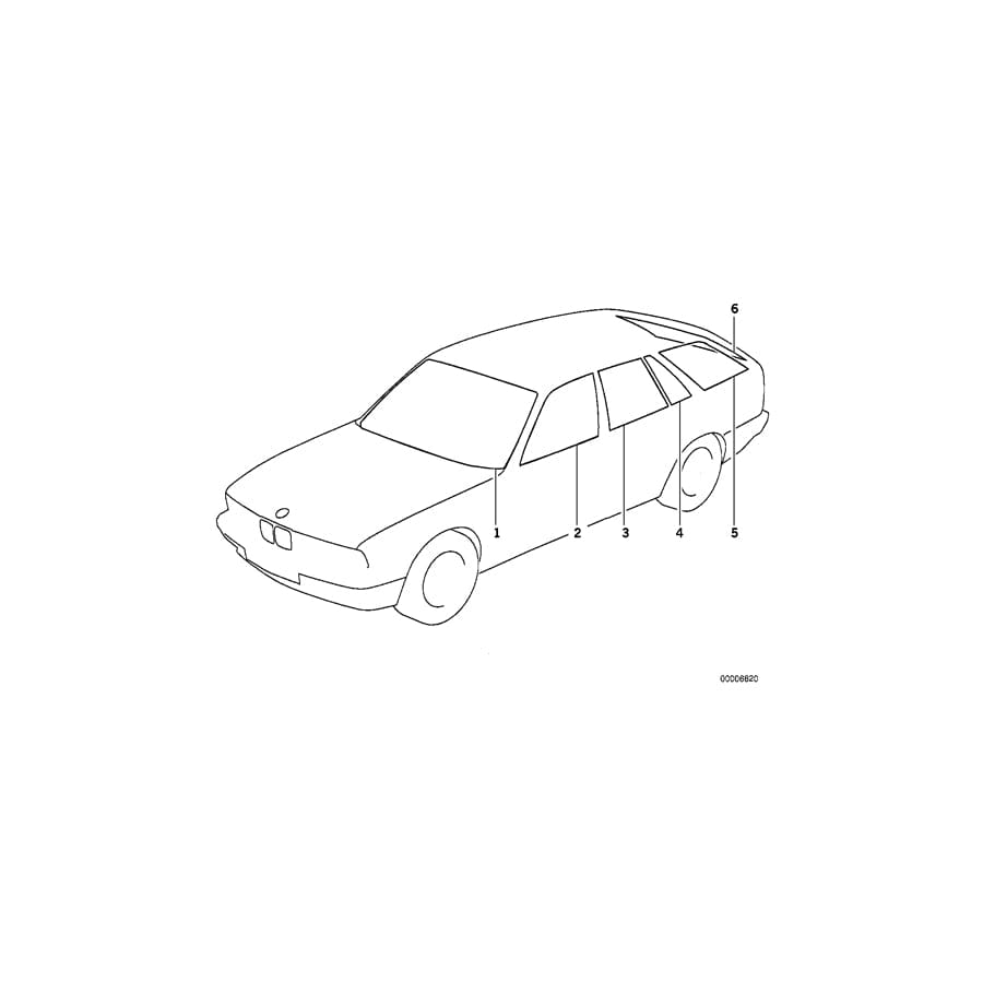 Genuine BMW 51348120108 E34 Door Window Green Rear Right (Inc. 525tds, M5 & 525i)