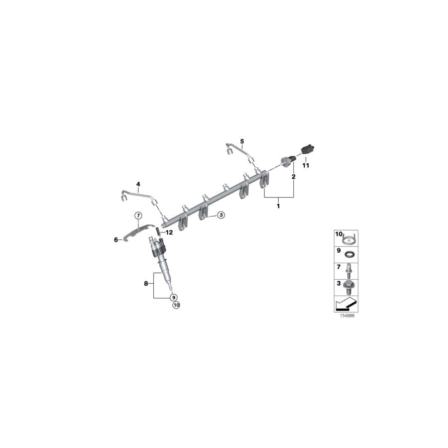 Genuine BMW 13537535897 E93 F10 E92 High-Pressure Rail (Inc. 630i, 530i & 330xi)