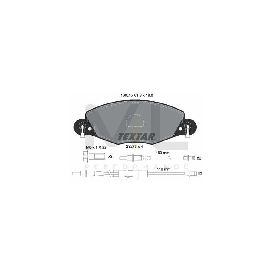 TEXTAR 2327301 Brake pad set for CITRO?N C5 incl. wear warning contact, with brake caliper screws