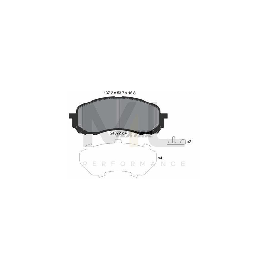 TEXTAR 2437201 Brake pad set for SUBARU IMPREZA with acoustic wear warning