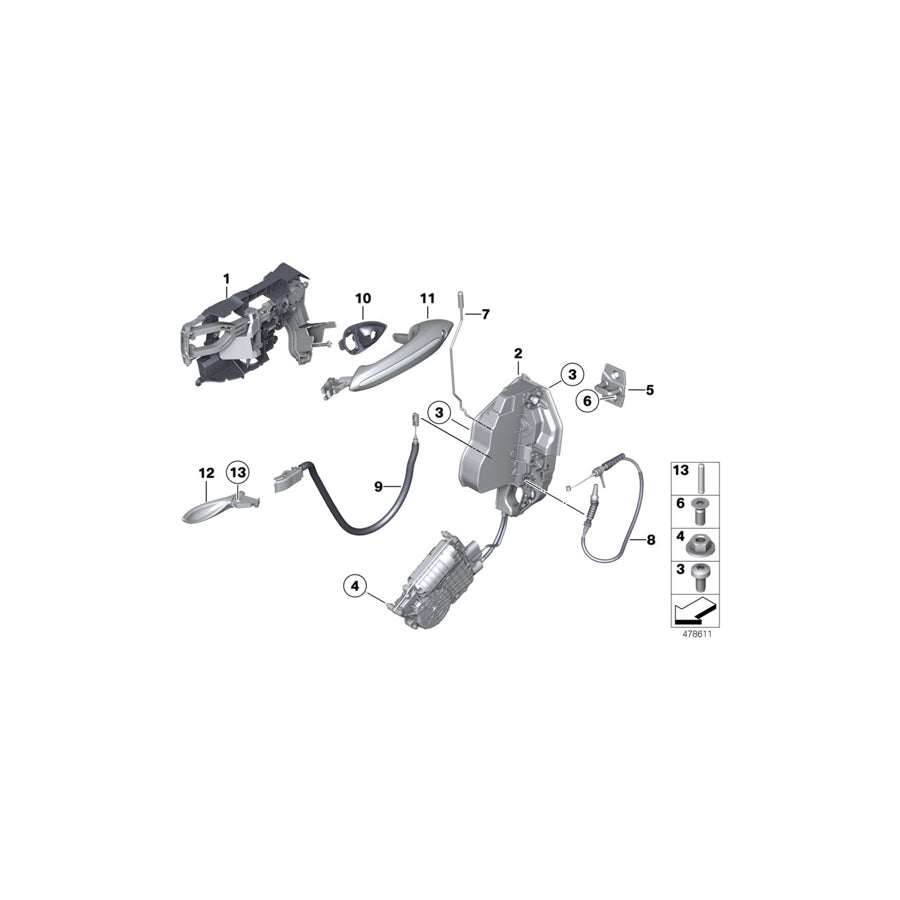 Genuine BMW 51217225689 Door Handle, Inside Left (Inc. 550i, M5 & 528i)