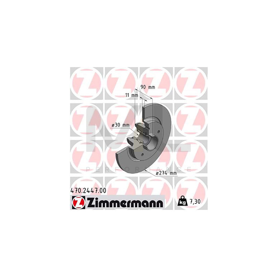 ZIMMERMANN 470.2447.00 Brake Disc for RENAULT KANGOO Solid, with ABS sensor ring, with wheel bearing - 1 piece