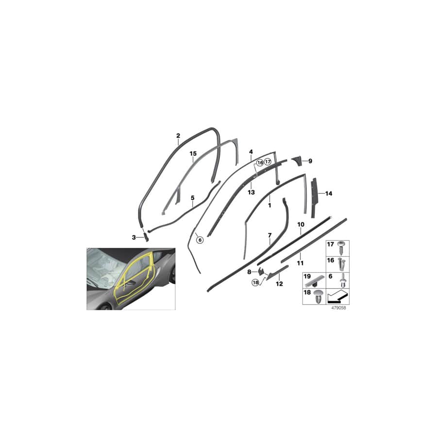 Genuine BMW 51337270673 Molded Part, B-Pillar, Inner Upper Left (Inc. i8)