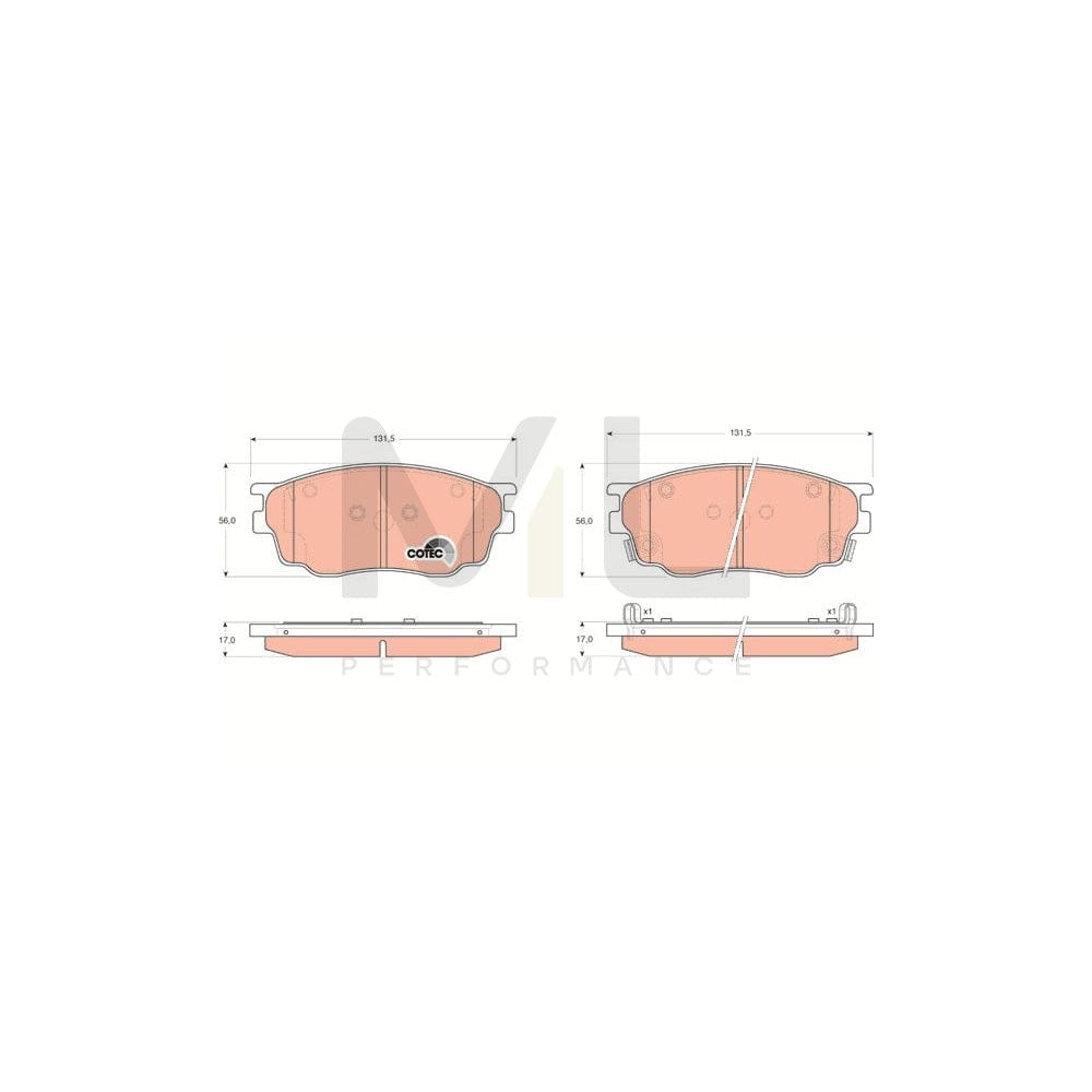 TRW Cotec Gdb3309 Brake Pad Set For Mazda 6 With Acoustic Wear Warning