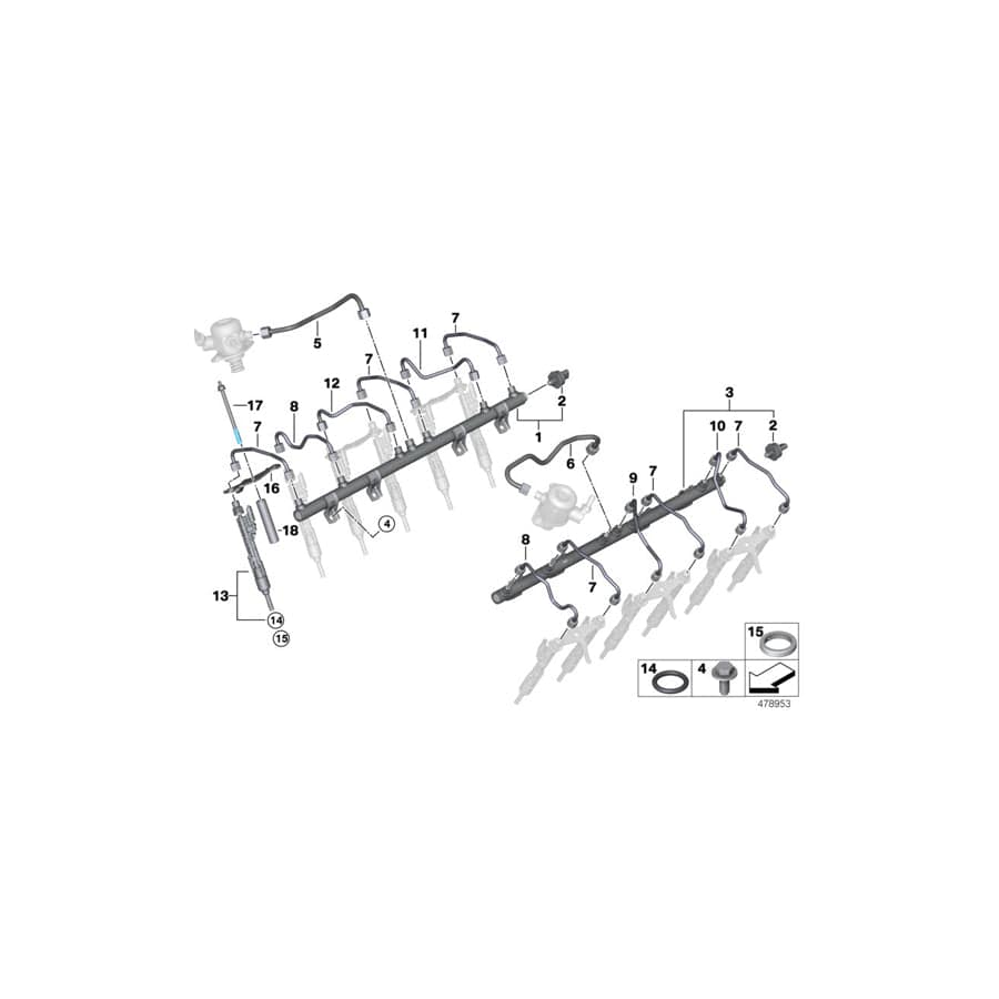 Genuine BMW 13538623429 RR31 G12 High Pressure Pipe ZYL. 3 (Inc. Cullinan Black Badge, Phantom EWB & Cullinan)