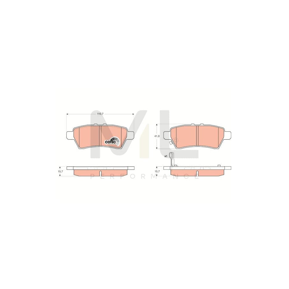 TRW Cotec Gdb3405 Brake Pad Set With Acoustic Wear Warning