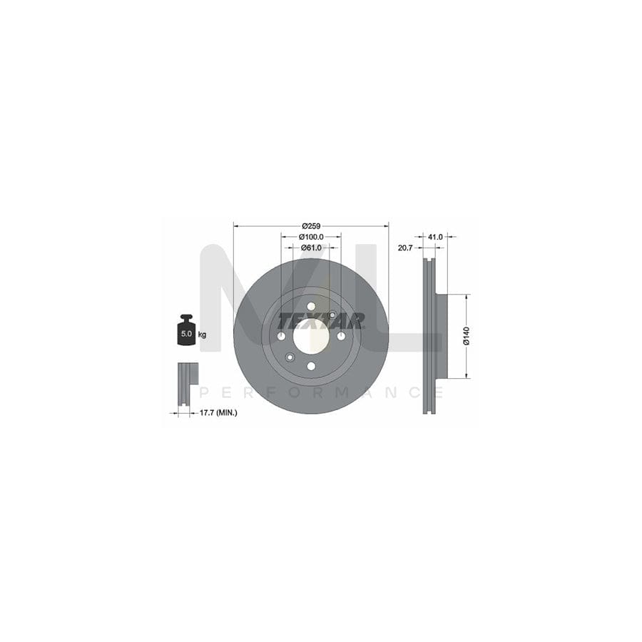 TEXTAR PRO 92100903 Brake Disc for RENAULT Clio II Hatchback (BB, CB) Internally Vented, Coated, without wheel hub, without wheel studs - 1 piece