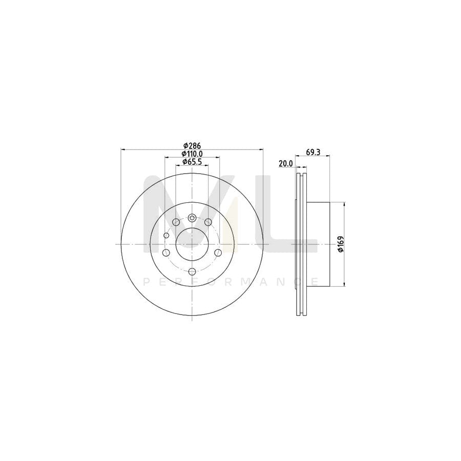 HELLA 8DD 355 112-491 Brake Disc Externally Vented, without wheel hub, without wheel studs | ML Performance Car Parts