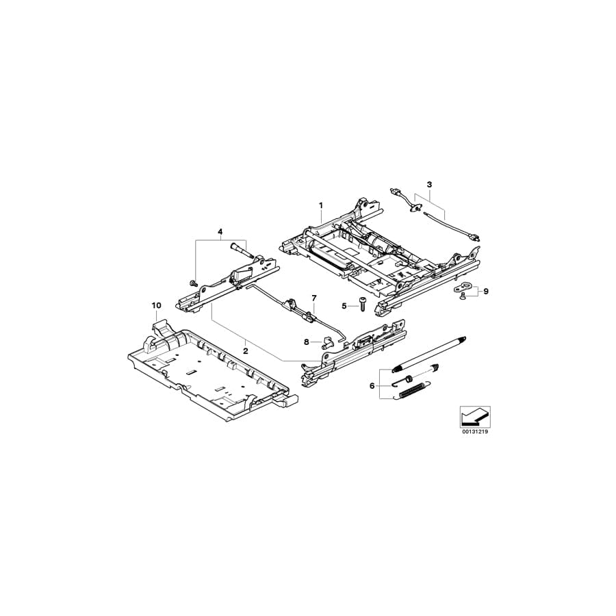 Genuine BMW 52107120193 E61 E60 Seat Rail Inner Left (Inc. 530xd, 528xi & 535i)