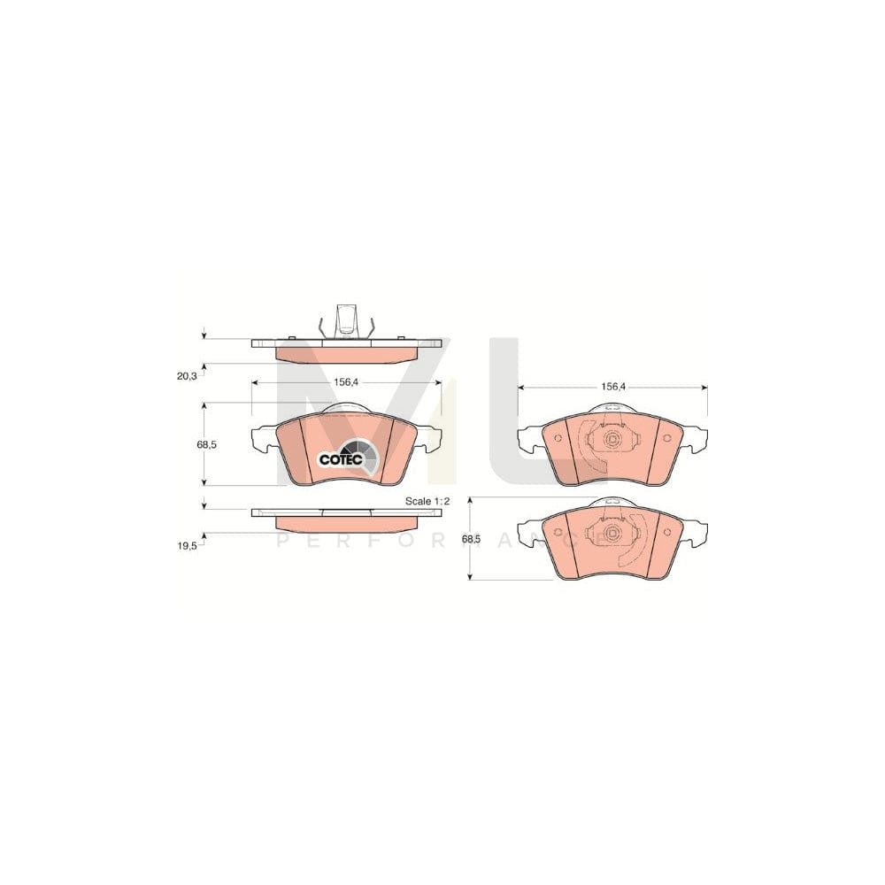 TRW Cotec Gdb1282 Brake Pad Set Not Prepared For Wear Indicator