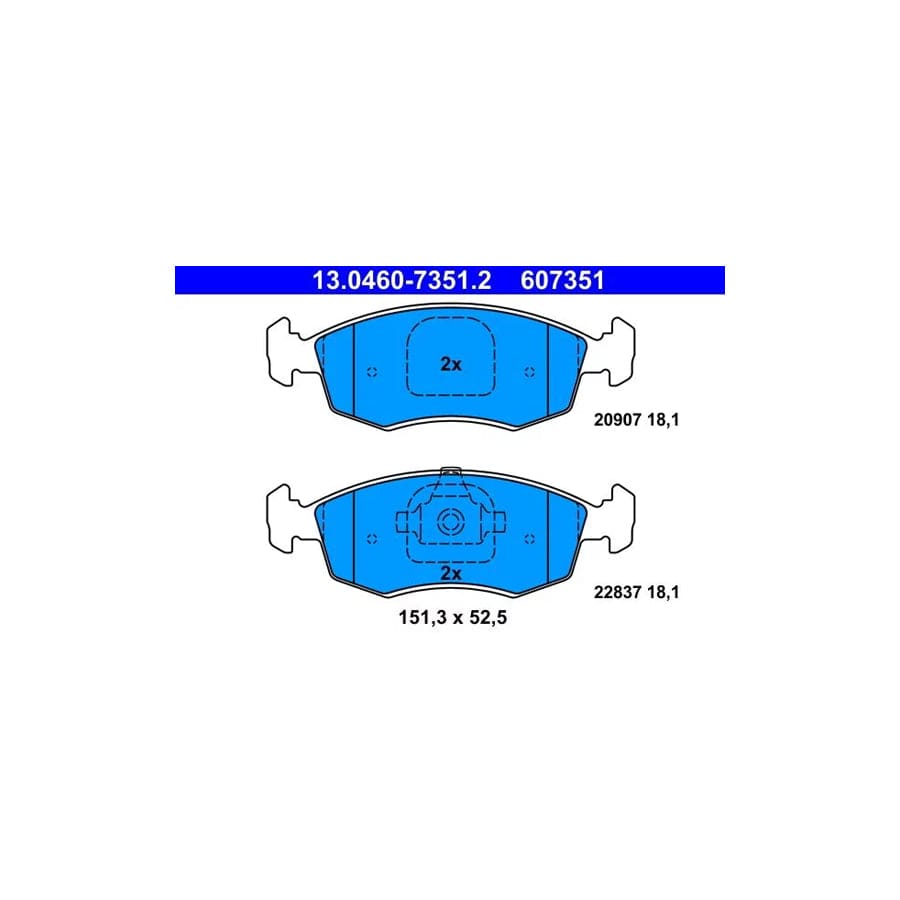ATE 13.0460-7351.2 Brake Pad Set for Fiat Strada Pickup (278)