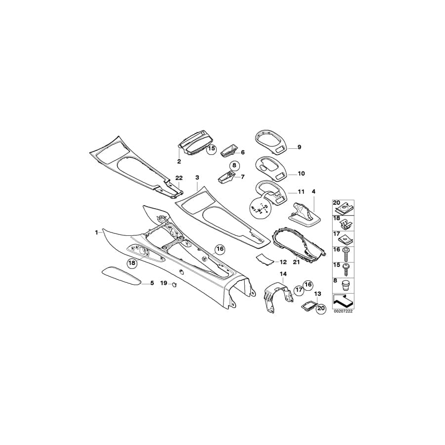 Genuine BMW 51168035111 E85 E86 Cover Center Console SCHWARZ (Inc. Z4 2.5i, Z4 2.5si & Z4 2.2i)
