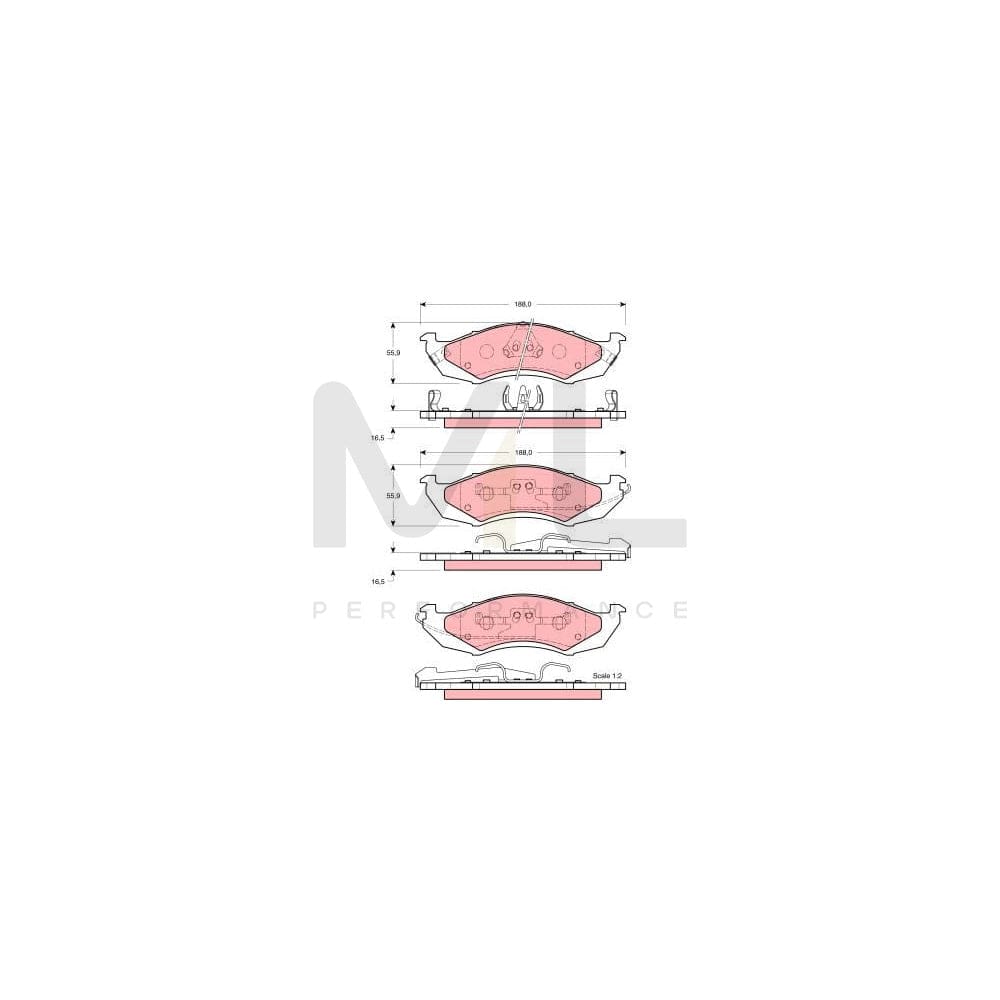 TRW Gdb4055 Brake Pad Set For Not Prepared For Wear Indicator