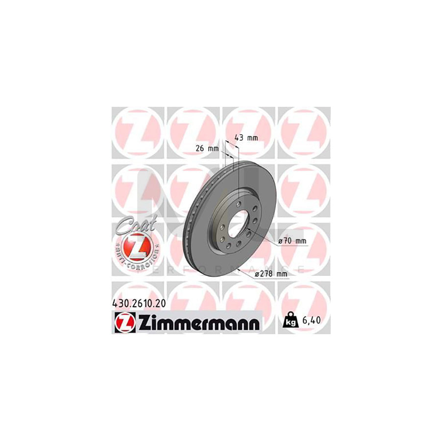 ZIMMERMANN COAT Z 430.2610.20 Brake Disc Internally Vented, Coated, High-carbon - 1 piece