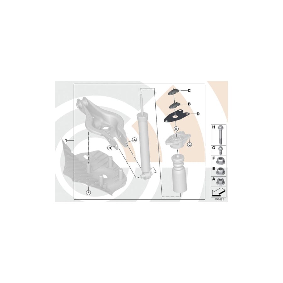 Genuine BMW 33522467121 F31 F21 F30 Attachment Set Spring Strut, Rear VALUE LINE (Inc. 316i, 320iX & 325d)