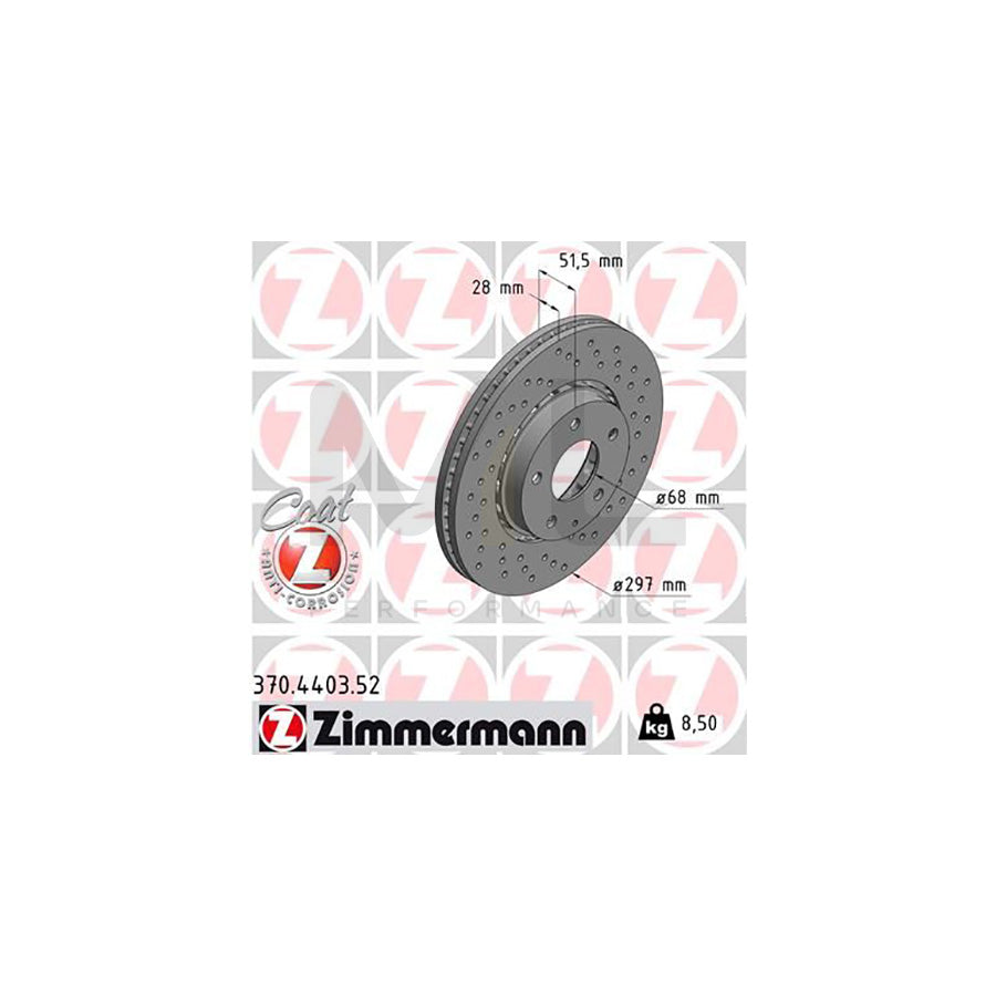 ZIMMERMANN 370.4403.52 Brake Disc for MAZDA CX-5 Externally Vented, Perforated, Coated - 1 piece