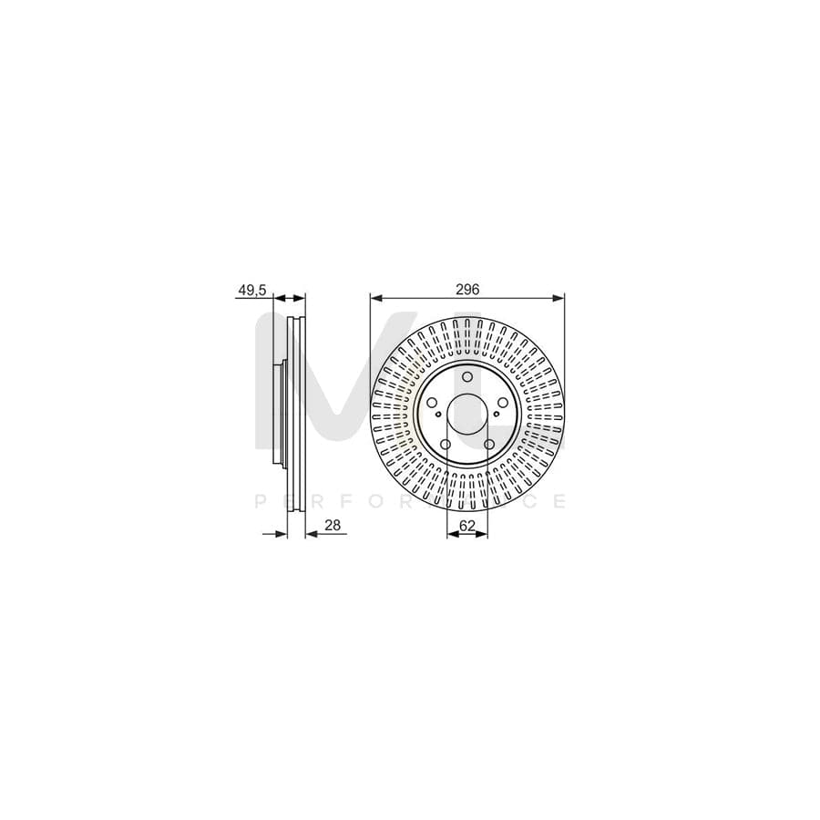 BOSCH 0 986 479 664 Brake Disc Vented, Oiled | ML Performance Car Parts
