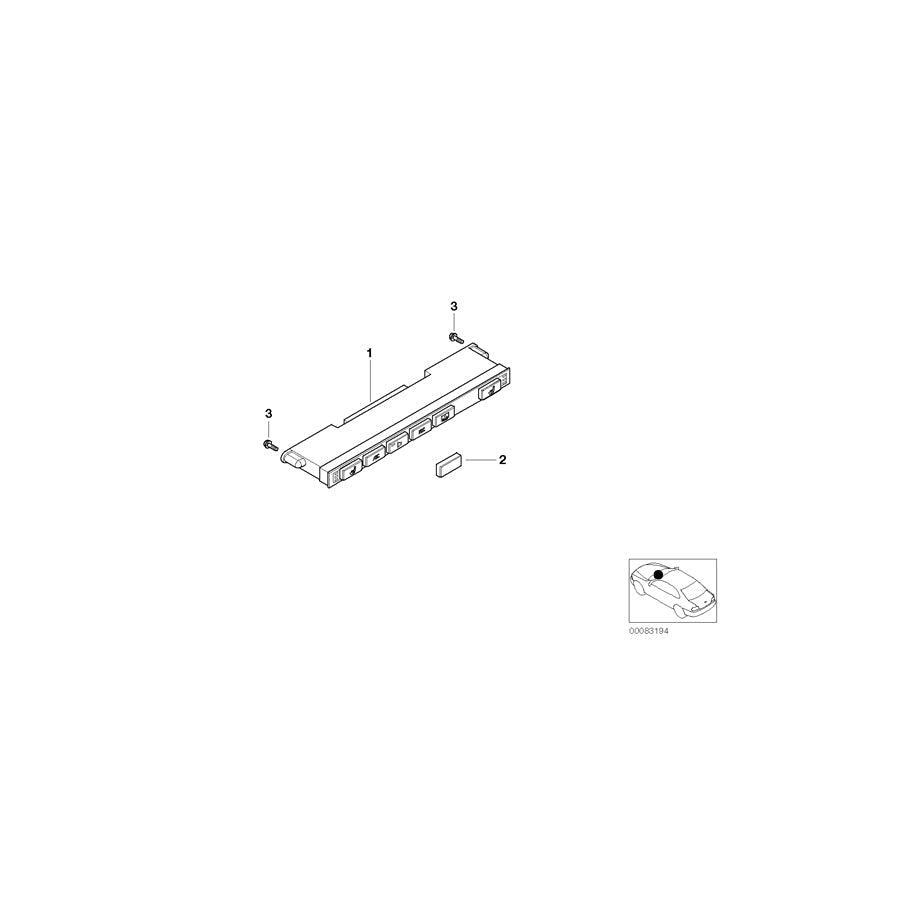 Genuine BMW 61316925521 E46 Switch Unit, Center Console (Inc. M3)