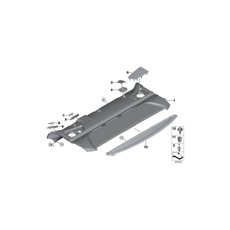 Genuine BMW 51467419838 F90 G30 Cover Panel For Belt Gap Cover Center ANTHRAZIT (Inc. 530eX, 530d & 520d)