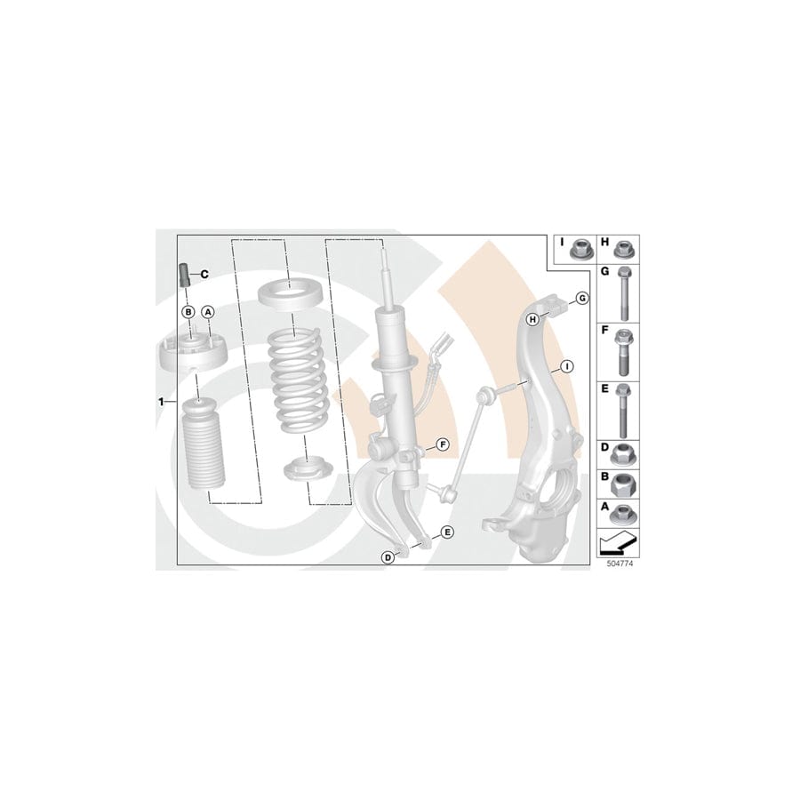 Genuine BMW 31352475200 F15 F16 Attachment Set Spring Strut, Front VALUE LINE (Inc. X6)