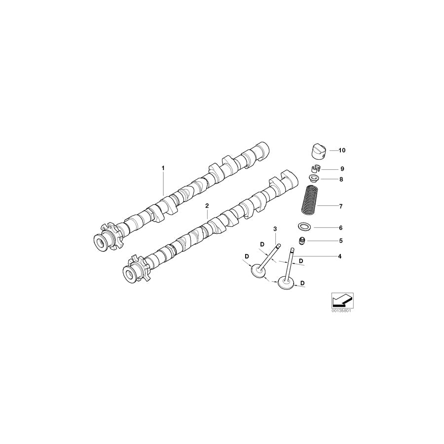 Genuine BMW 11317836125 E60 E61 E63 Camshaft Exhaust Zyl.1-5 (Inc. M5 & M6)