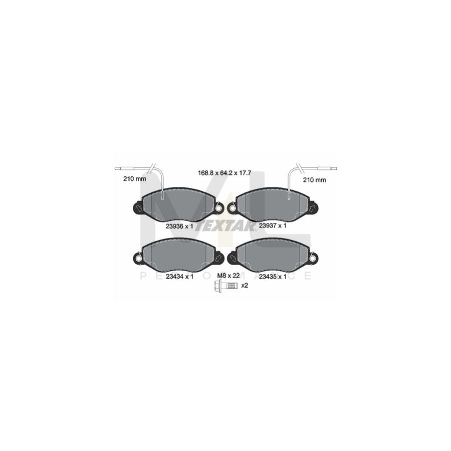TEXTAR 2393601 Brake pad set for NISSAN Cabstar E Platform / Chassis (TL_, VL_) with integrated wear warning contact, with brake caliper screws