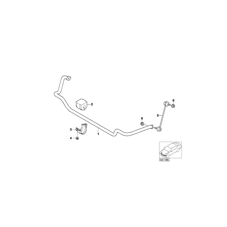Genuine BMW 31351097261 E46 Stabilizer, Front D=23,5mm (Inc. 330xd, 325xi & 330xi)
