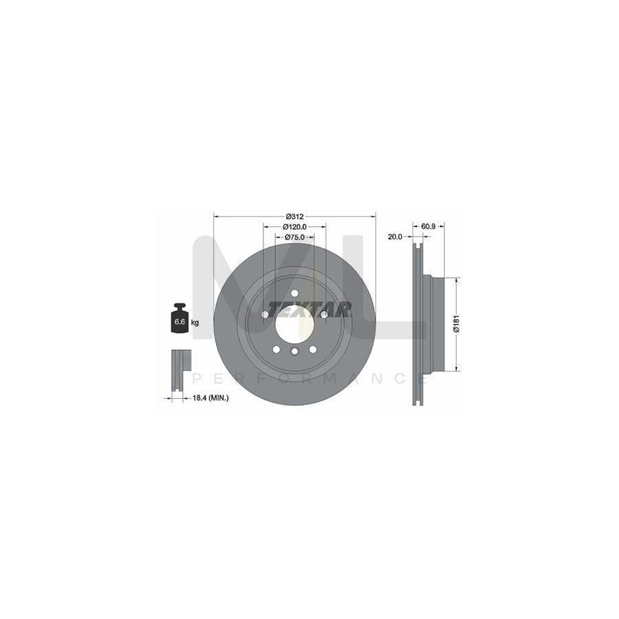 TEXTAR 92098700 Brake Disc Externally Vented, without wheel hub, without wheel studs