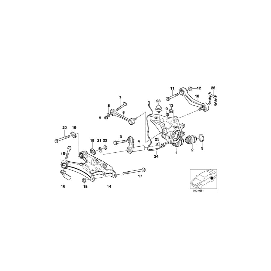 Genuine BMW 33326757319 E39 Wheel Carrier, Rear Left (Inc. 520d, 530d & 530i)