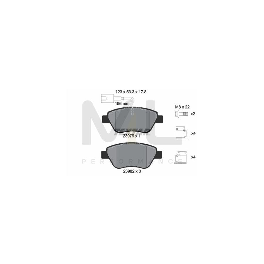 TEXTAR 2397903 Brake pad set with integrated wear warning contact, with brake caliper screws, with accessories