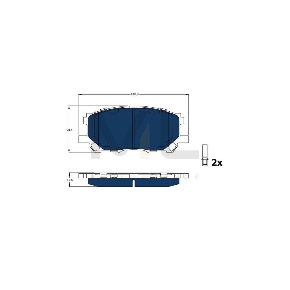 TRW Gdb3338Bte Brake Pad Set Not Prepared For Wear Indicator, With Accessories