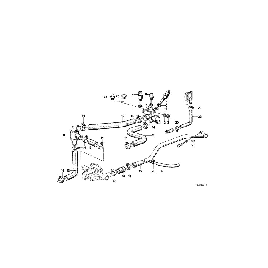 Genuine BMW 11531706556 E28 Water Hose (Inc. 518i)