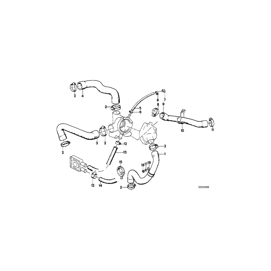 Genuine BMW 11531706513 E28 Water Hose (Inc. 520i & 525e)