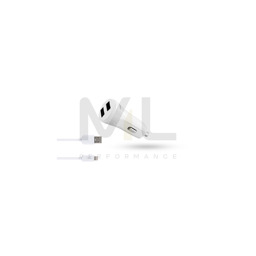 TnB 8704 In-car charger 12, 24V, 1m, Number of inlets/outlets: 2 USB, with USB cable, Lightning, White