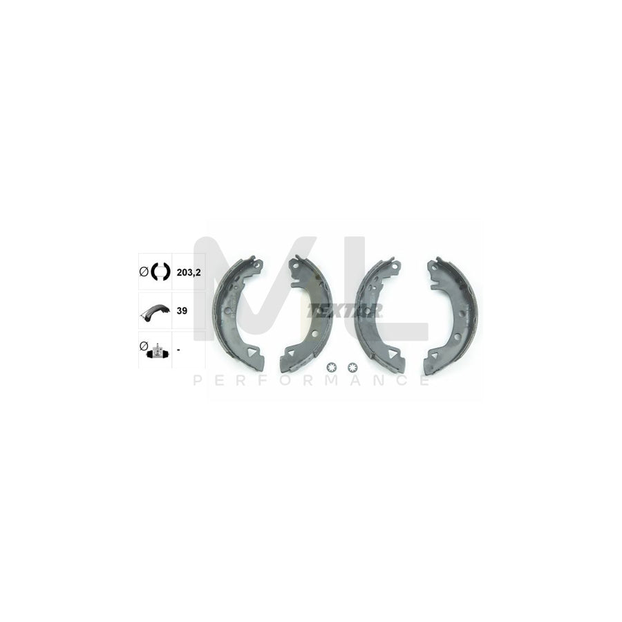 TEXTAR 91046500 Brake Shoe Set without handbrake lever, with accessories