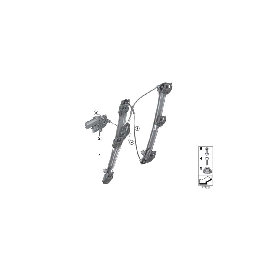 Genuine BMW 67627473088 F39 Drive For Window Lifter, Front Right (Inc. X2 20d, X2 28i & X2 20dX)