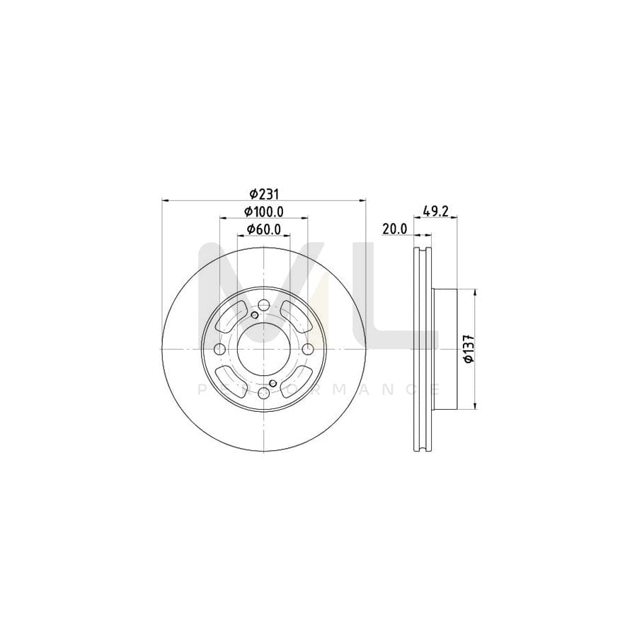 HELLA 8DD 355 132-941 Brake Disc for SUZUKI Celerio (LF) Internally Vented, Coated, without wheel hub, without wheel studs | ML Performance Car Parts